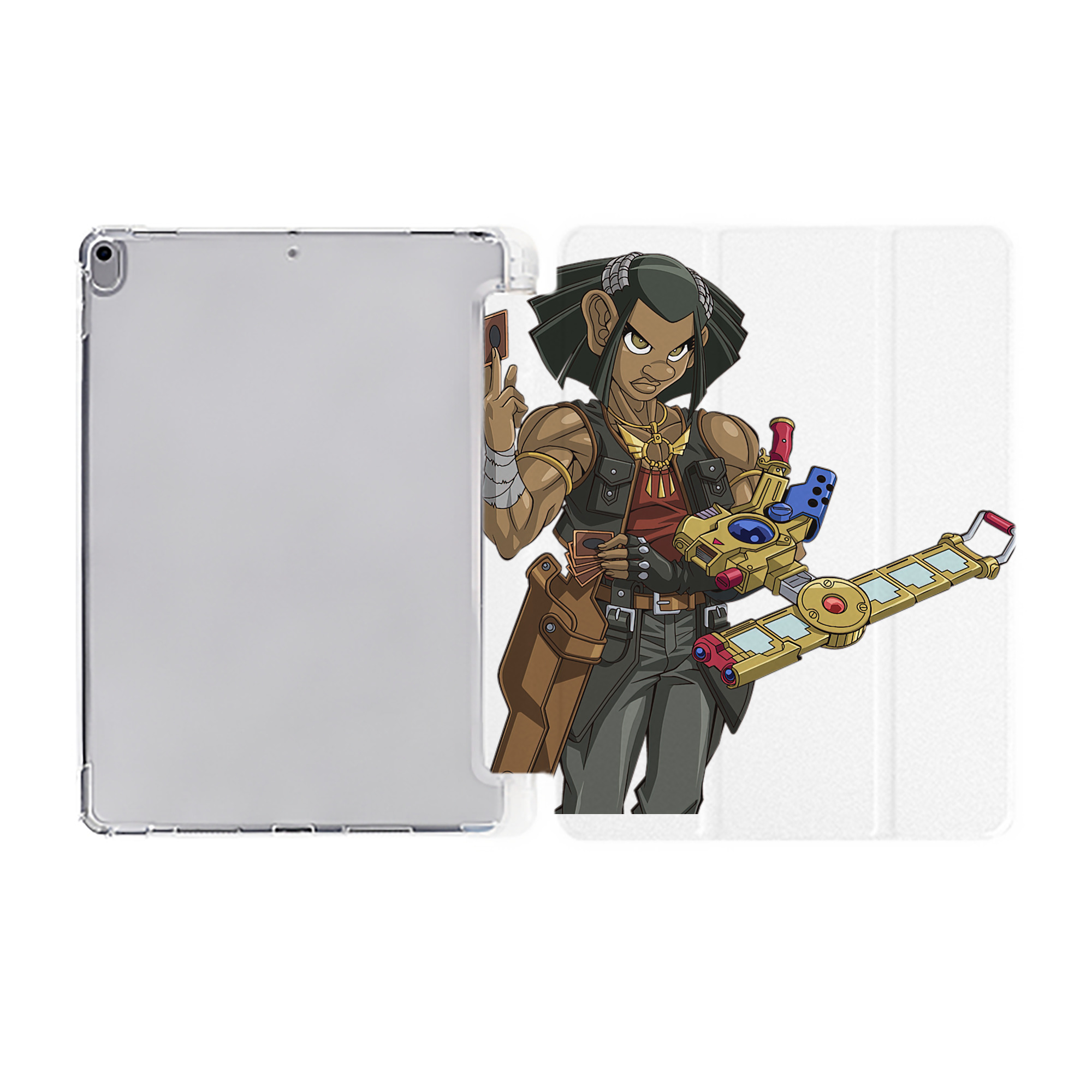 （画像用） 遊☆戯☆王 Yu-Gi-Oh! IPad ケース ペン収納付き 三つ折りスタンド PUレザー×シリコン 対応機種9.5/10.5/10.9インチ